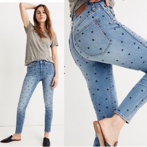 Madewell High Rise 10 inch Heart Print Skinny